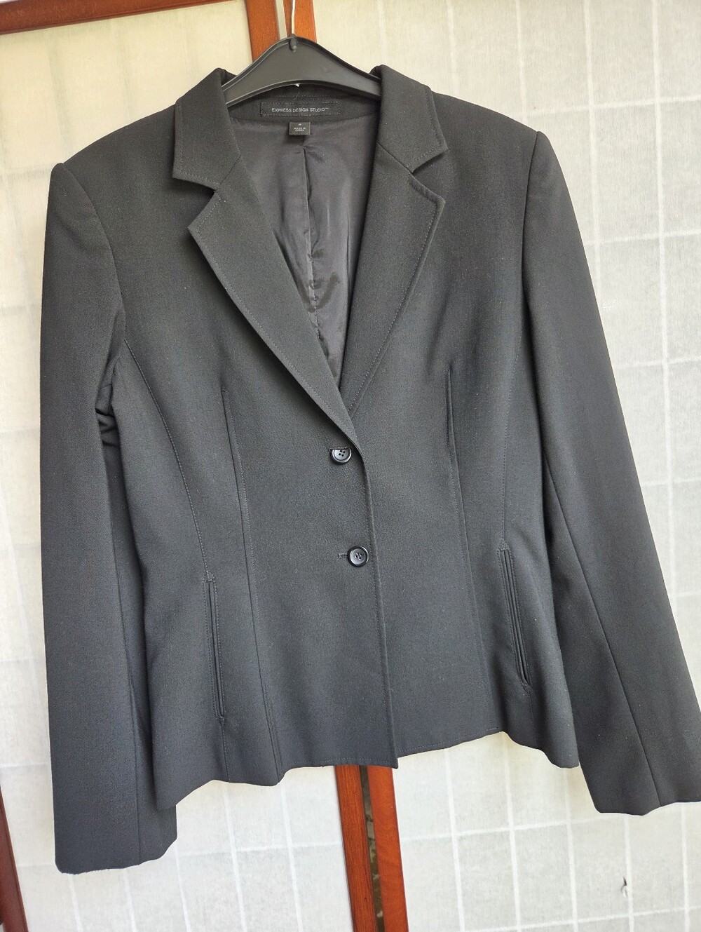 Express Design Studio Classic Black 2-Button Tailored Blazer Jacket Size 8